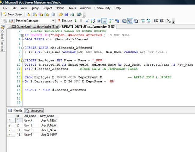 Output Clause In Sql Server